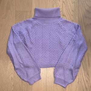 Cropped Purple Turtleneck Sweater